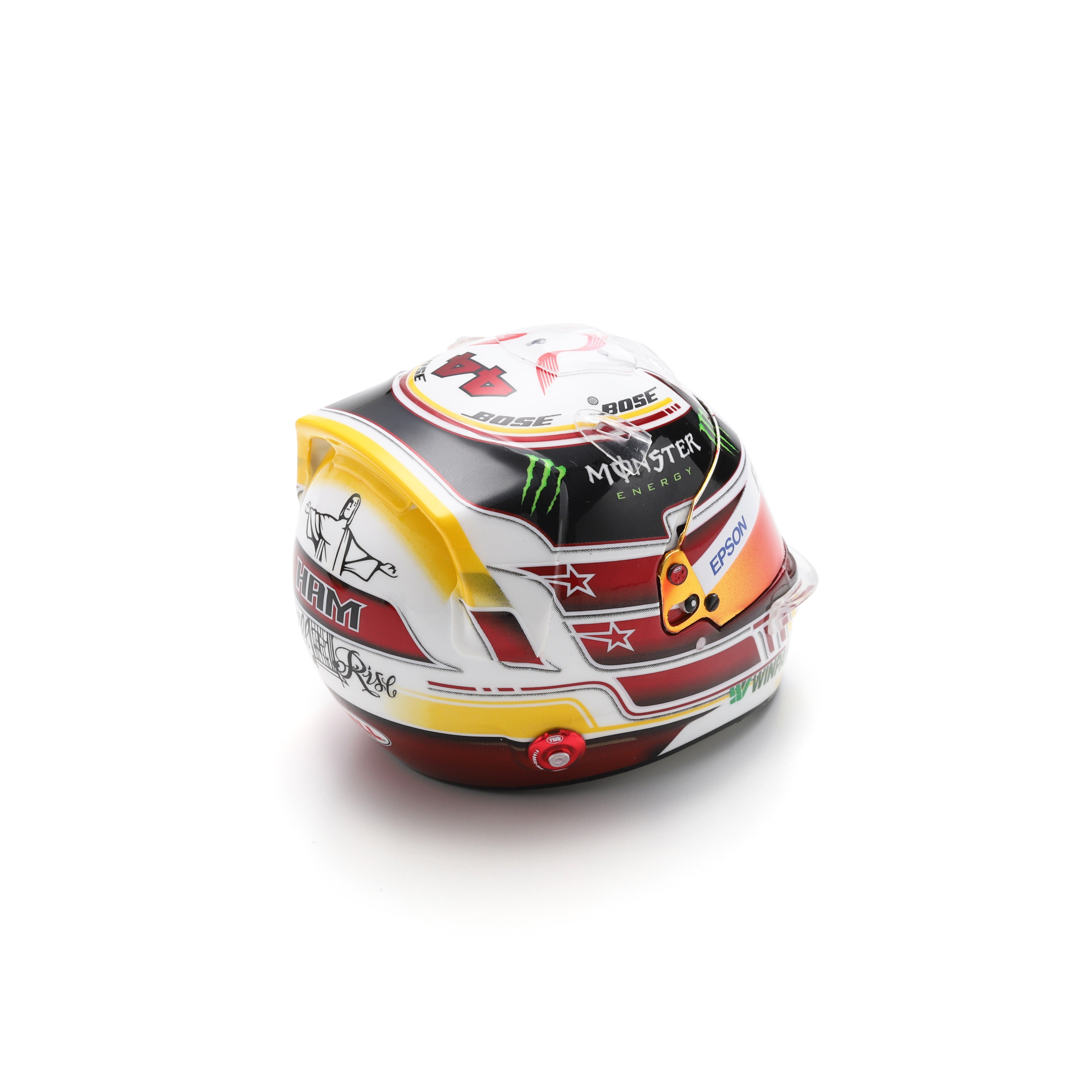Spark Mercedes AMG Petronas F1 Lewis Hamilton Mexican GP 2018 World Champion Mini Helmet Unisex - White - 1:5 Scale