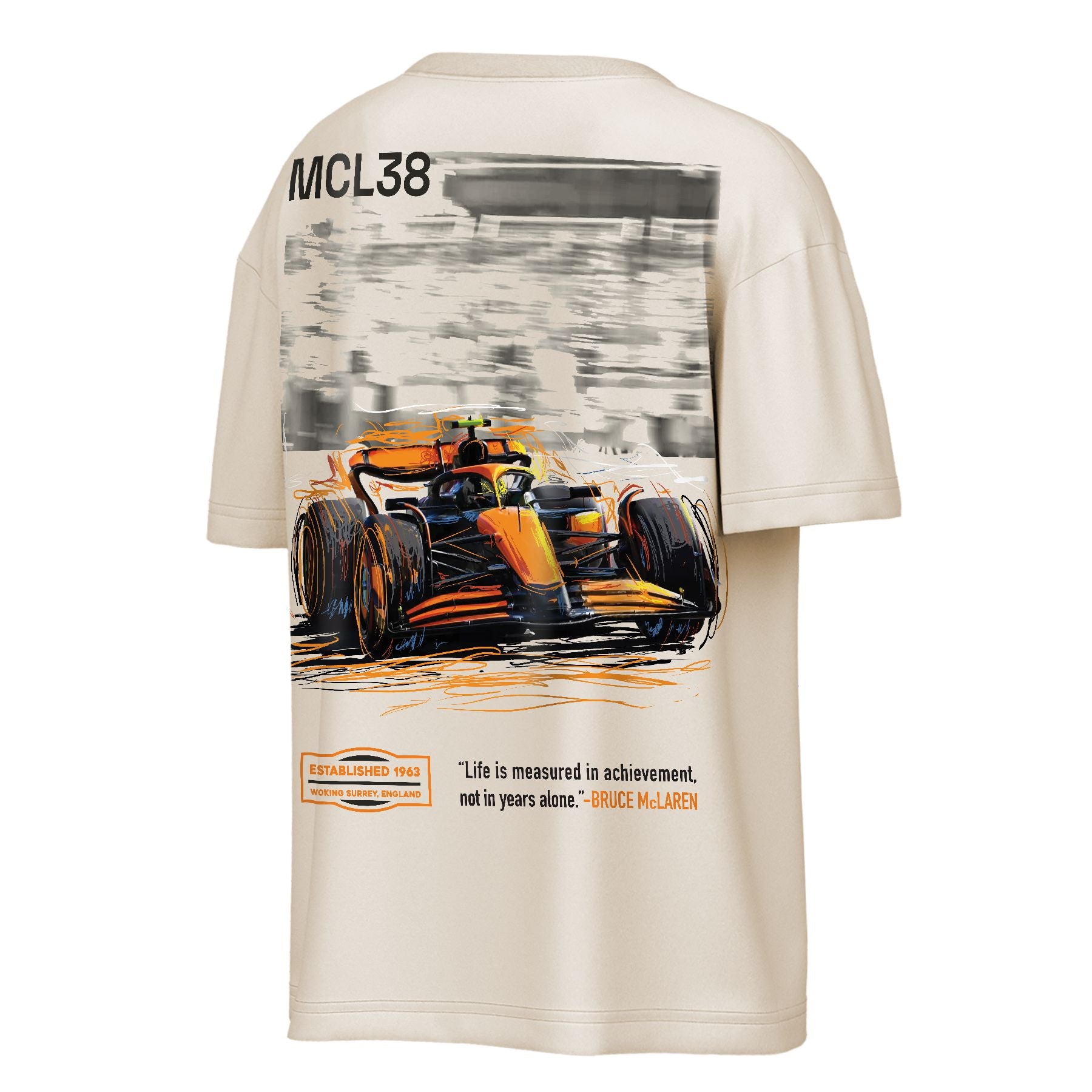 McLaren Racing F1 In The Fast Lane Oversized Short Sleeve Tee Mens - Bone