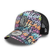 AC Milan Grafiti All Over Print Trucker Cap Adults - Black