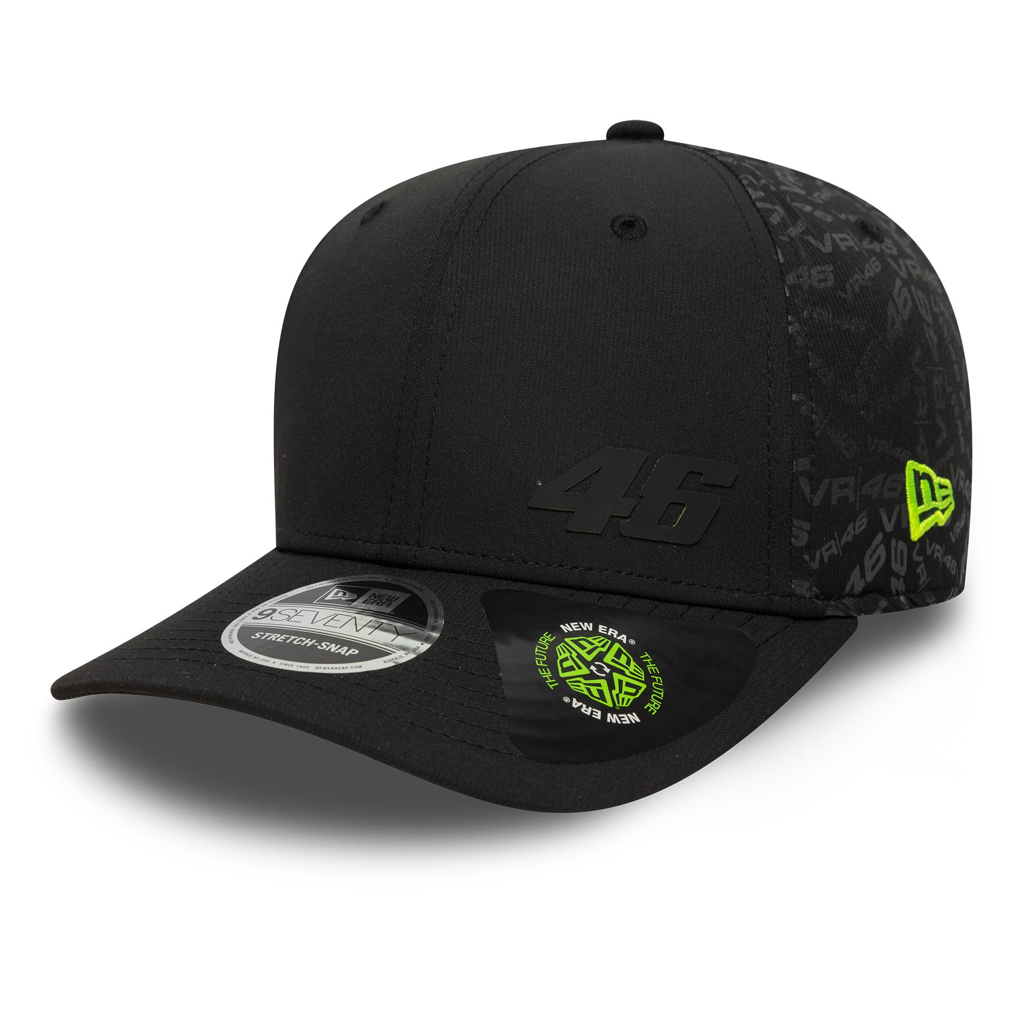 VR46 Sustainable Flwlss 9Seventy Cap Stretch Snap Adults - Black
