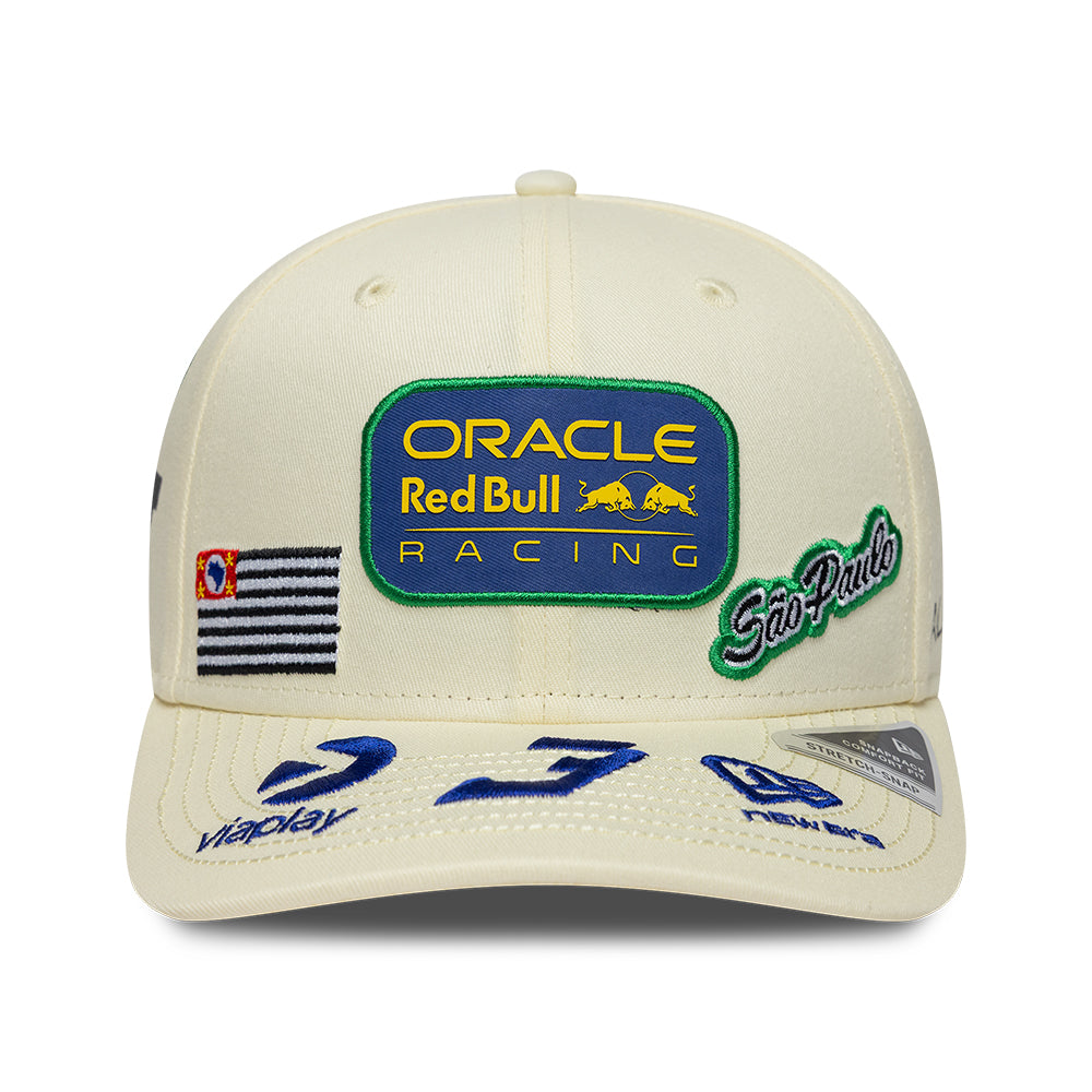 Red Bull Racing F1 Team 2026 Special Edition Max Verstappen Brazil 9Seventy Cap Stretch Snap Adults - Chrome White