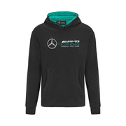 Mercedes AMG Petronas Mens Logo Black Hooded Sweat