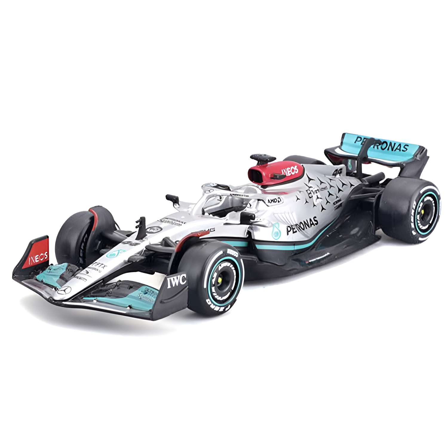 Bburago Mercedes AMG Petronas W13 Lewis Hamilton 44 Model Car Unisex - Silver - 1:43 Scale