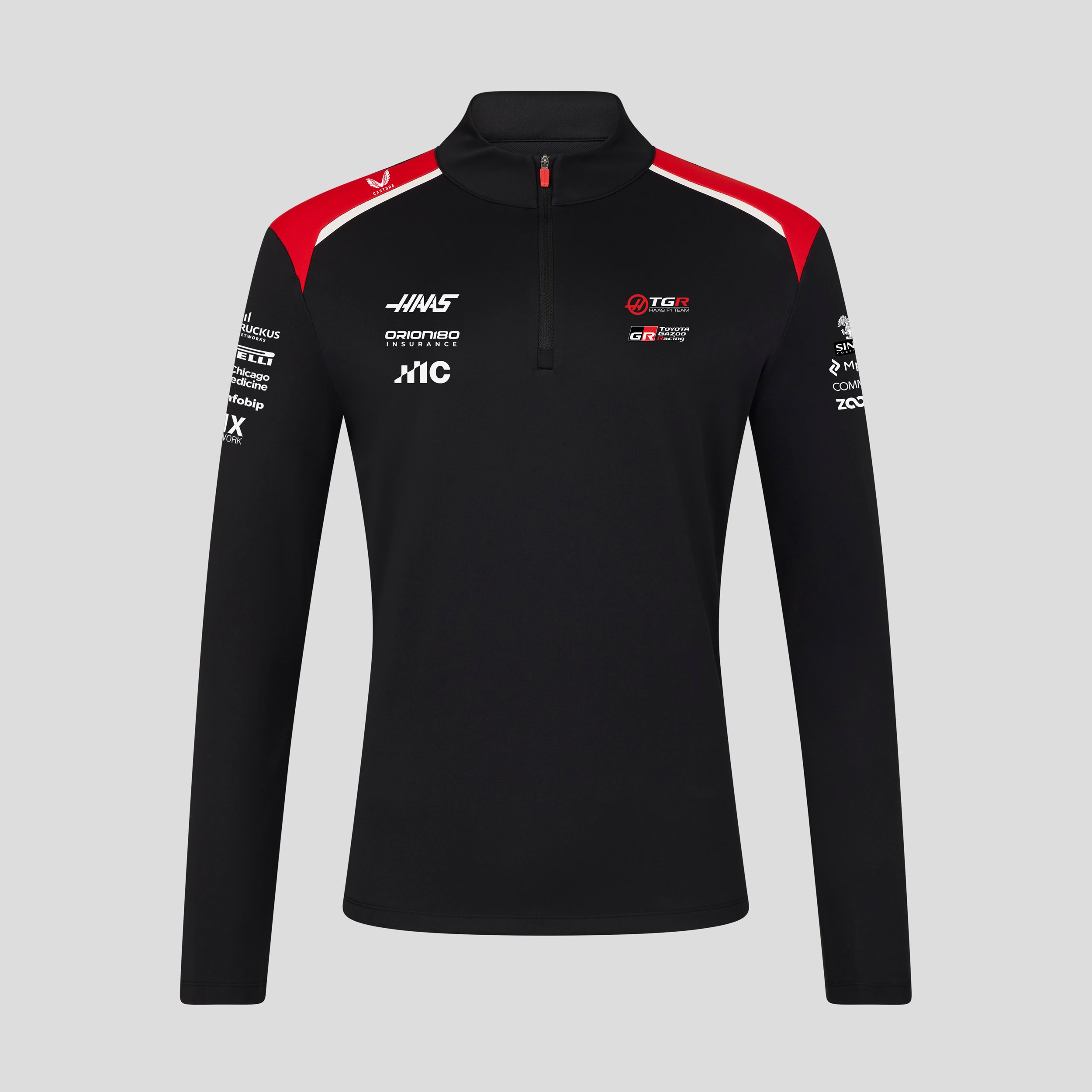 Haas F1 Team 2026 Quarter Zip Midlayer Unisex - Caviar / Flame Scarlet